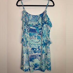 Lilly Pulitzer silk toile ruffle mini dress size 8